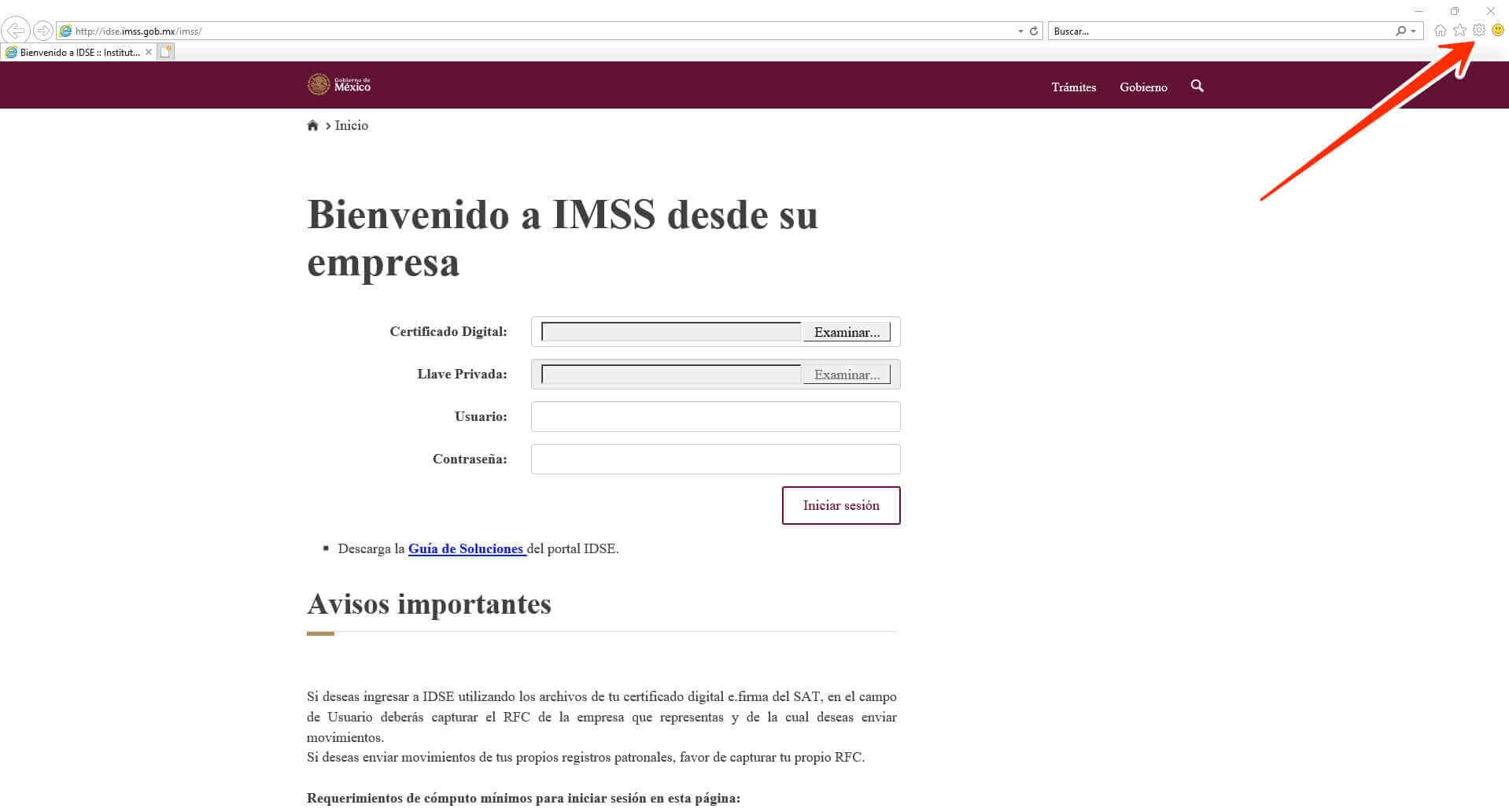 Configura internet explorer para renovar certificados en idse